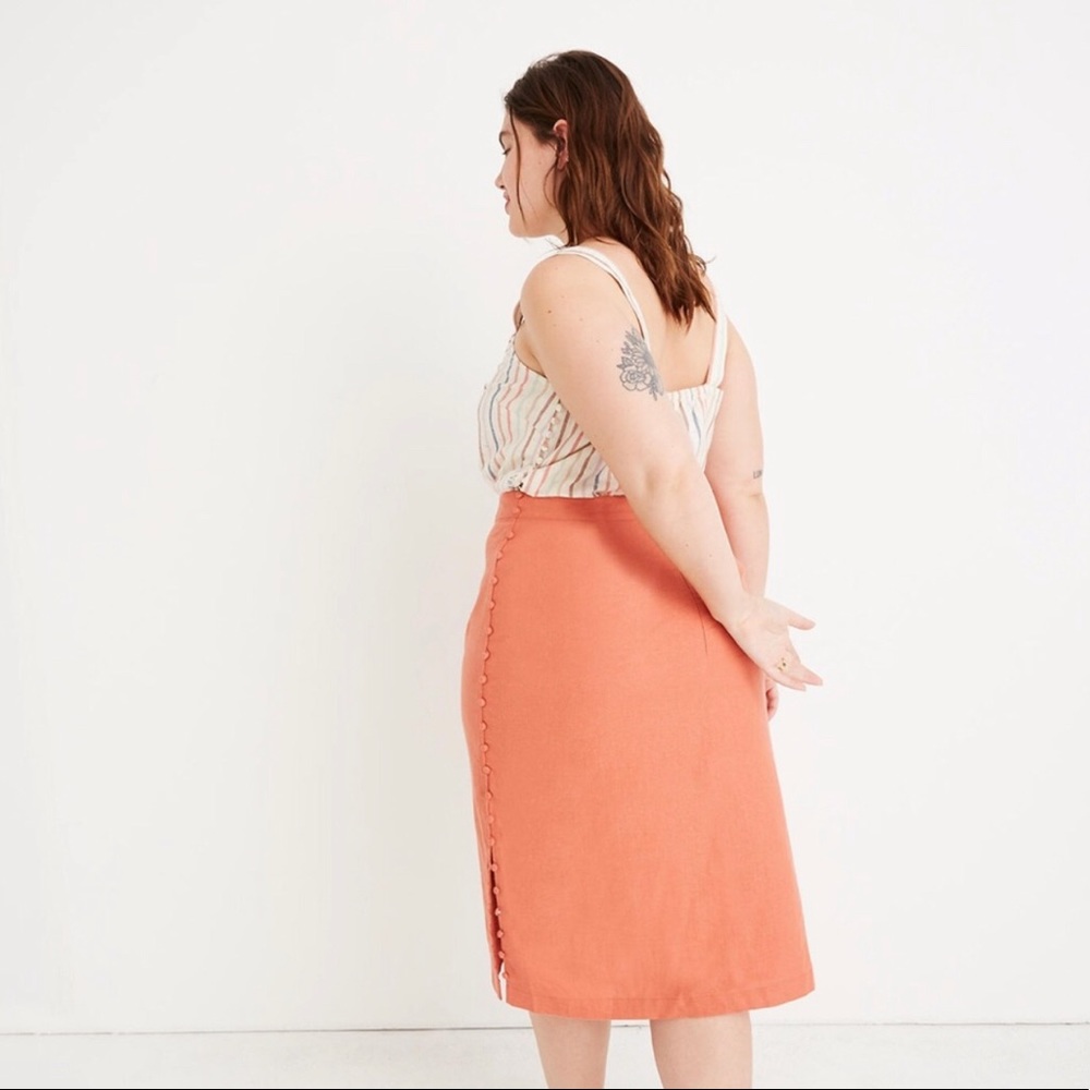 Madewell Button Side Slit Midi Skirt - Picture 3 of 8